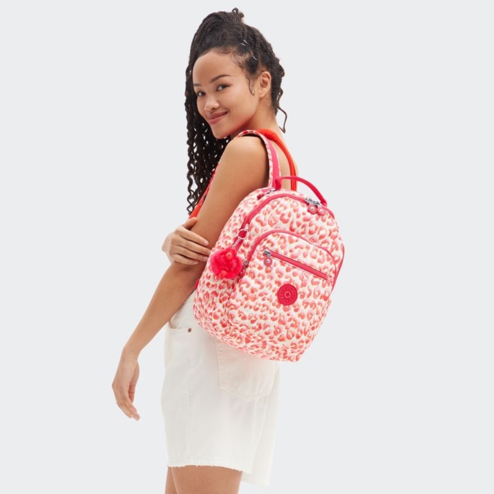 🎉HP🎉NEW KIPLING SEOUL Small Backpack with Tablet Compartment Latin Cheetah Print